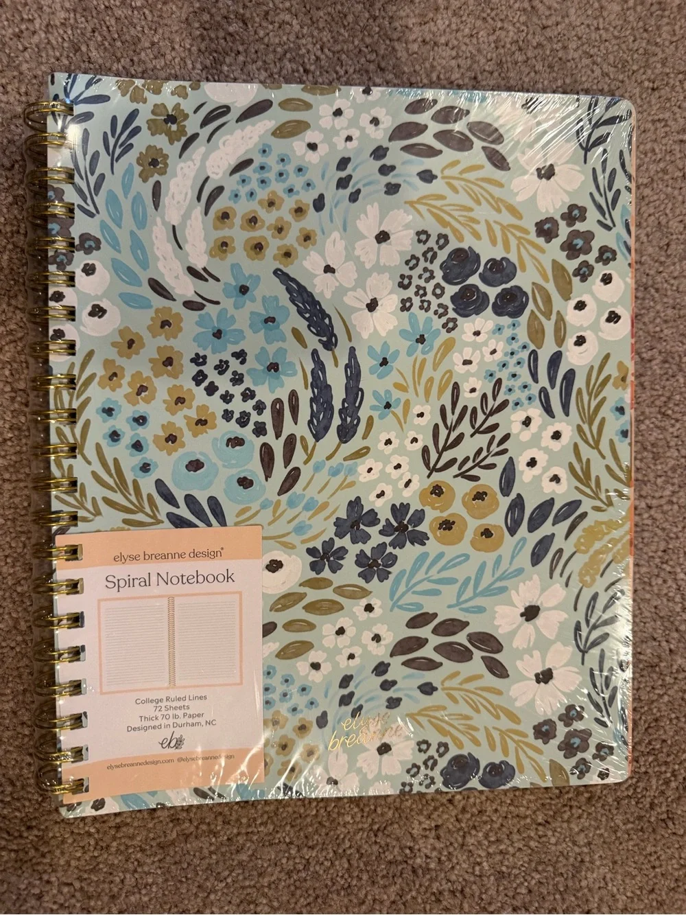 NWT Elyse Breanne Spiral Notebook College Ruled Floral Journal